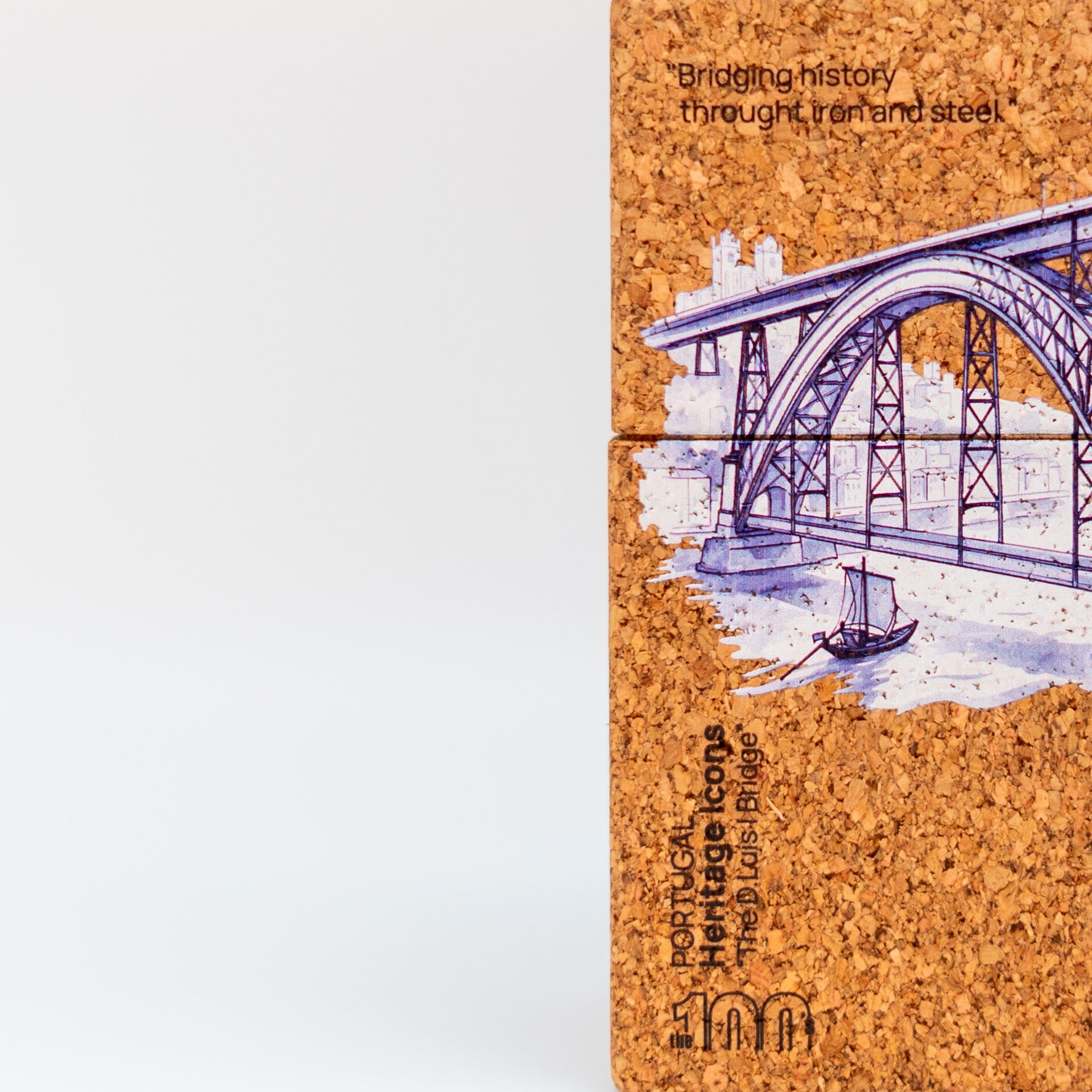 Cubo de corcho con azulejo del Puente D. Luis I - Miel